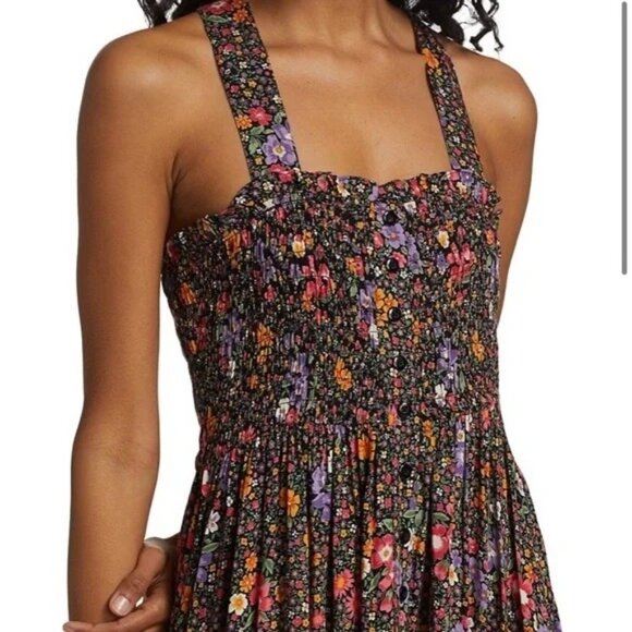 By TiMo Smocked Bodice Midi Sundress Floral Bright Fields XS Anthropologie - Picture 2 of 8